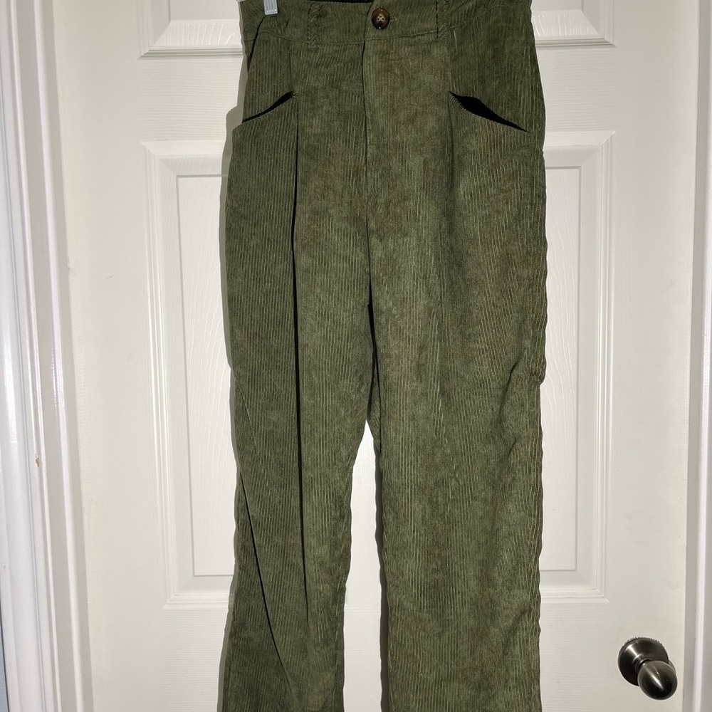 Green corduroy pants